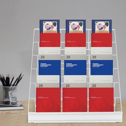 White 6-Tier Wire Book Display Shelf for Library Classroom