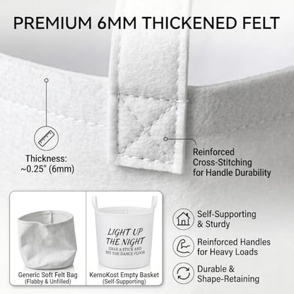 15.7 Inch & 11.8 Inch Felt Party Baskets - Thickened, Freestanding with Slogans - 2-Pack