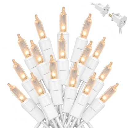 Warm White Christmas Lights 21ft 100 Incandescent Mini Bulbs Connectable
