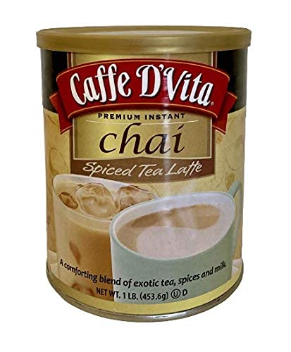 Caffe D'Vita Exotic Spiced Chai Tea Latte - Pack of 2 - Premium Instant 1 lb Mix - Plastic Coffee Measuring Scoop Included