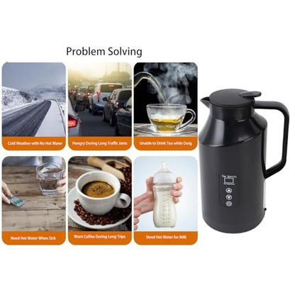 Car Electric Kettle 1500ML Portable Water Boiler for Travel 12V/24V Stainless Steel