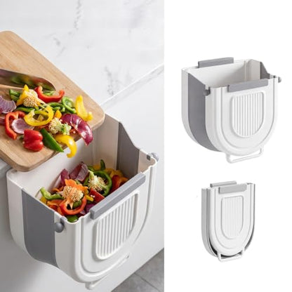 Multipurpose Hanging Collapsible Trash Can - Gray, 8.5x8.7x4.9in, 1.84 Gal