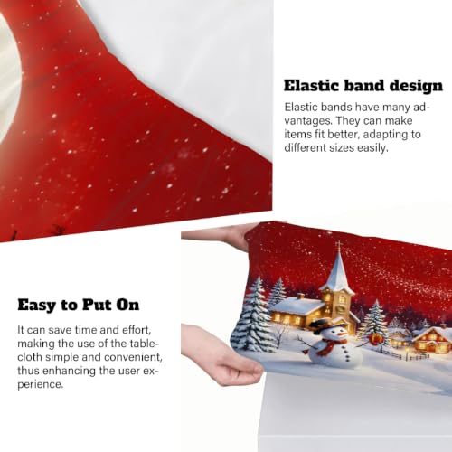 Christmas Rectangle Tablecloth with Elastic Edge - Indoor Outdoor Cover B-004 30" x 60"