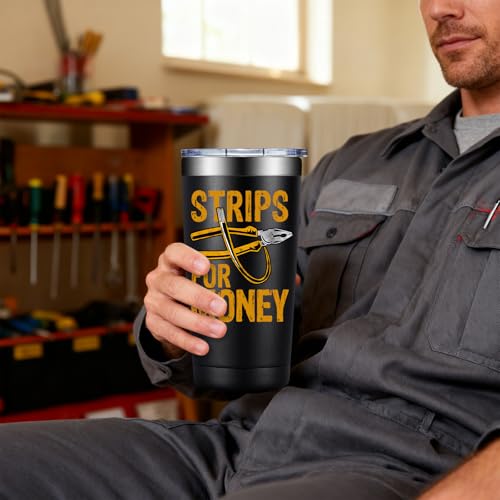 Electrician Gifts Tumbler - 20oz Metal Insulated Cup with Black Design - Variation of THIS listing