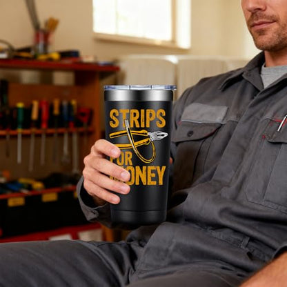 Electrician Gifts Tumbler - 20oz Metal Insulated Cup with Black Design - Variation of THIS listing
