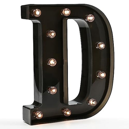 Black Alphabet D LED Marquee Letter Sign 8.7 Inch Night Light Home Decor