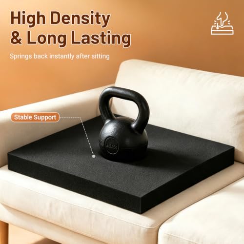 Black 22x22x2.4 Inch Couch Cushion Support Foam 45D for Sagging Sofas - 3 Pieces