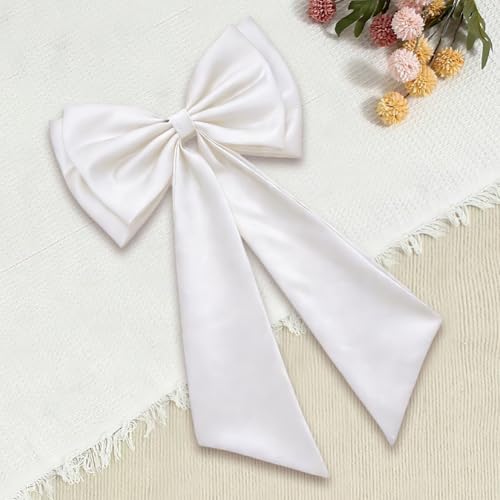 Big Satin Bow Black Wedding Sash Belt with Removable Bow - Large Bridal Waist Accessory, White Variation Included