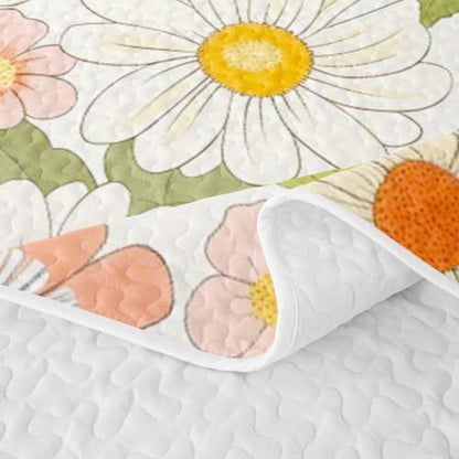 Feelyou Multi11 Boho Floral Quilt Set Twin - Colorful Wild Flowers Bedding