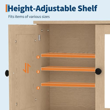 IDEALHOUSE Wall-Mounted Medicine Cabinet with Mirror - Oak Variation
