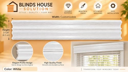 Custom 3.25-inch Wood Valance for Venetian Blinds - White 600 - Inside or Outside Mount