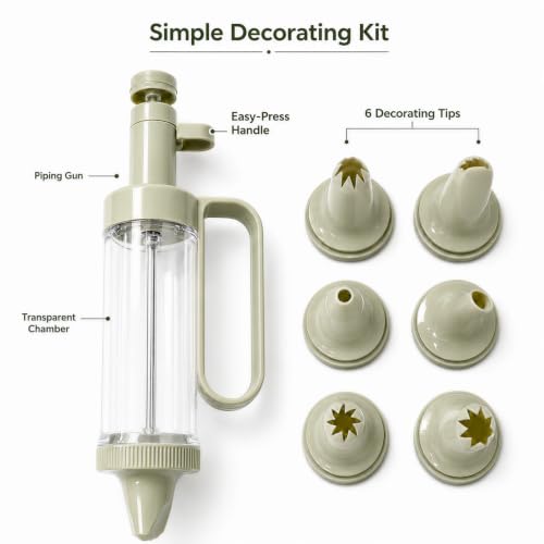 Piping Gun Set with Clear Dispenser, 7-Piece Cake Decorating Kit for Pastry & Cupcake