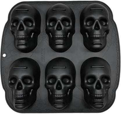 Skull Silicone Mold 6 Cavity Cake Pan for Halloween Baking and Ice Cubes