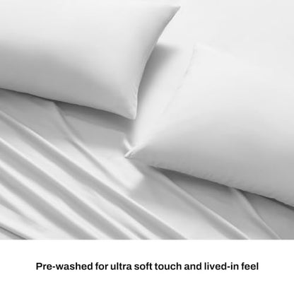 DKNY Cooling Microfiber Sheet Set Queen Bright White 4-Piece