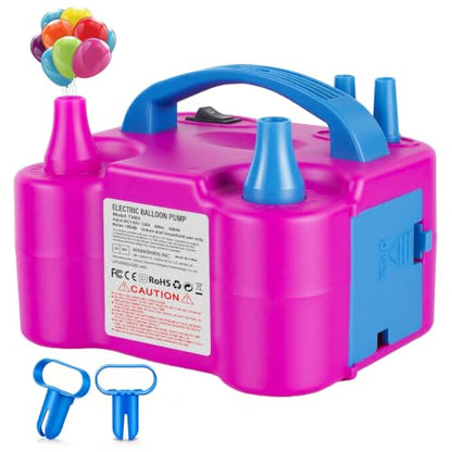 Pink Electric Balloon Pump with Dual Nozzle & Tying Tools - Portable Party Decor