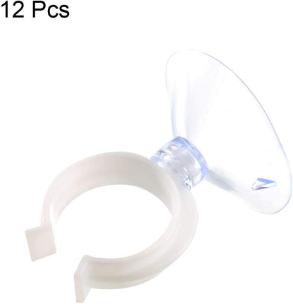 Uxcell Aquarium Suction Cup Clips - Durable Airline Tube Holders for Fish Tanks | Clear 24mm, 12 Pcs