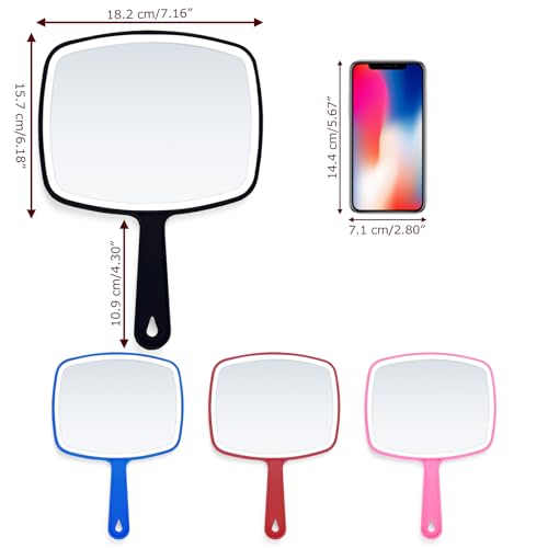 Black 2-Pack Handheld Makeup Mirrors 10.5 Inch Portable Vanity with Hanging Hole