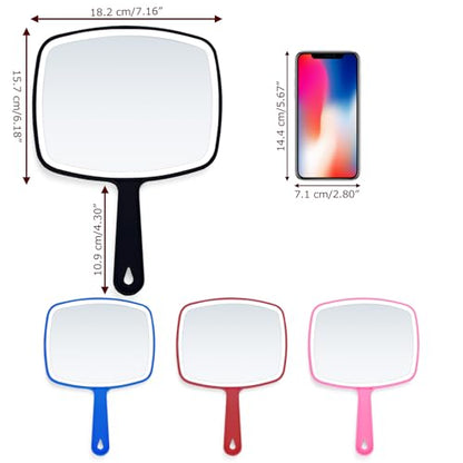 Black 2-Pack Handheld Makeup Mirrors 10.5 Inch Portable Vanity with Hanging Hole