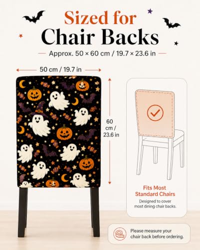Halloween Chair Covers Set of 6 Linen Dining Slipcovers for Dining Chairs