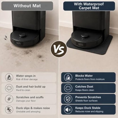 Light Gray Waterproof Carpet Mat for Roborock, Dreame & Vacuum Cleaners