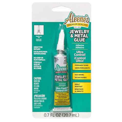 Aleene's 21709 Jewelry & Metal Glue, 0.7 oz - Instant Adhesive, Permanent Bond, Waterproof, Dries Clear, Ideal for Repairs