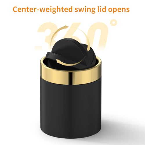 ANCALL Stainless Steel Small Trash Can with Soft‑Close Lid - Black, 1.5L