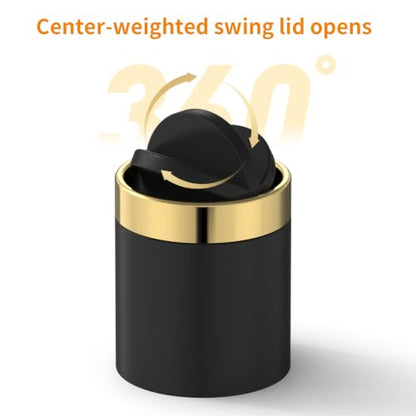 ANCALL Stainless Steel Small Trash Can with Soft‑Close Lid - Black, 1.5L