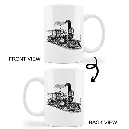 Retro Train Mug - Vintage Locomotive Ceramic Coffee Cup 11oz - Train Enthusiast Gift