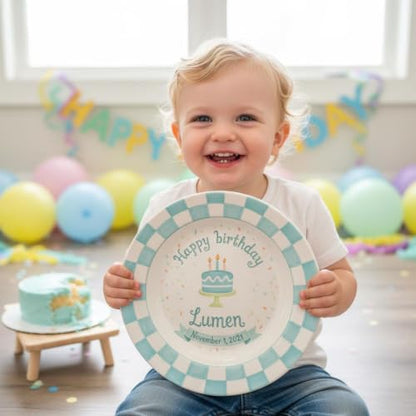 Personalized Ceramic Birthday Plate for Boy - Multi 5 - Custom Keepsake Gift for Milestones