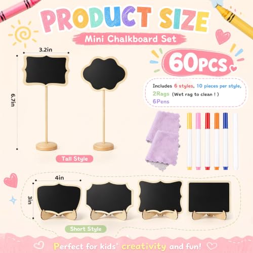 Mini Chalkboard Signs with Stand - 60 Pack for Party Buffet Food Labels