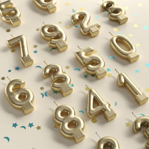 Party Solids Gold Number 1 Birthday Candle for Cake - Variation 1