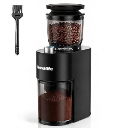Novalife Black Electric Coffee Grinder with 38 Settings & Timer