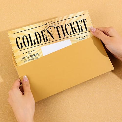Golden Tickets Scratch Off Cards Set - 6 Pieces with Envelopes, Lucky Gift Reveal for Celebrations