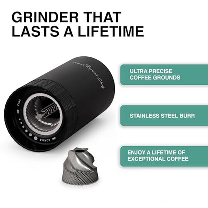 West Coast Chef Manual Coffee Grinder - Manual Burr Grinder, Portable Coffee Grinder Manual - Espresso Hand Grinder Coffee - Manual Coffee Bean Grinder - Travel Coffee Grinder Hand Coffee Grinder Burr