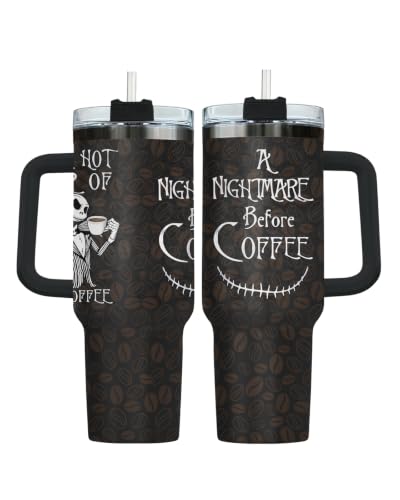 Skeleton 40oz Insulated Stainless Steel Tumbler with Lid - Nightmare Before Coffee Gift