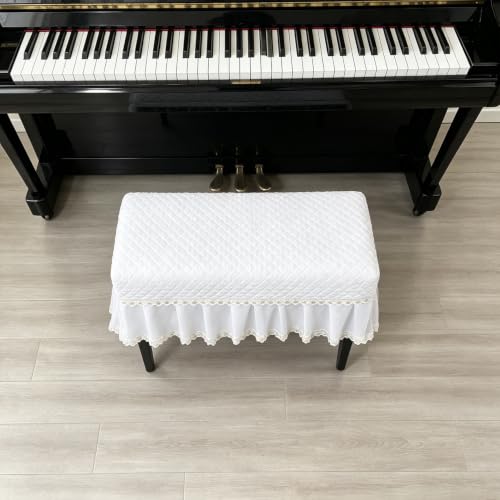 Boho Lace Piano Bench Cover - White, 29.9 x 14.2 inches, Rectangle Slipcover