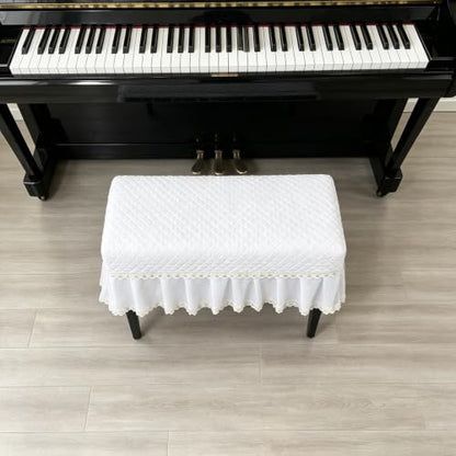 Boho Lace Piano Bench Cover - White, 29.9 x 14.2 inches, Rectangle Slipcover