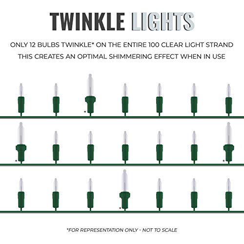 Vermont 612 Clear Incandescent Christmas Twinkle Lights on Green Wire - 100 LEDs