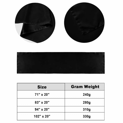 102x20 Inch Black Satin Bed Runner for Cal King Size Bed - Modern Farmhouse Decor