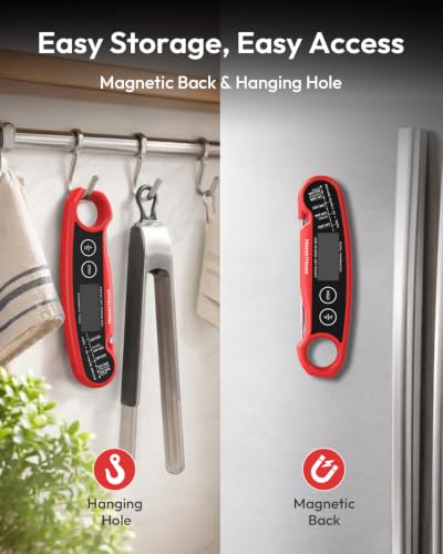 Rechargeable Instant Read Meat Thermometer with LED Display IP65 Waterproof