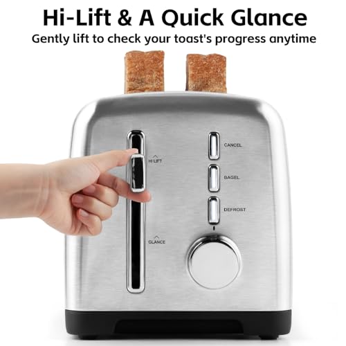 CUSIMAX 4-Slice Toaster with Long Slots - Silver, Sourdough & Bagel Settings
