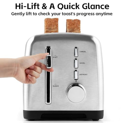 CUSIMAX 4-Slice Toaster with Long Slots - Silver, Sourdough & Bagel Settings