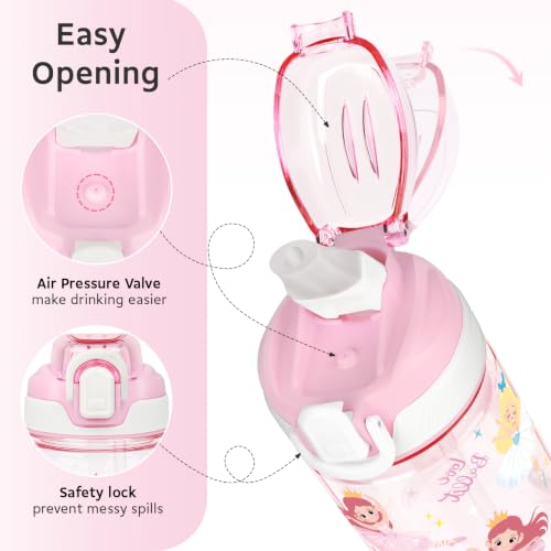 Kids Water Bottle for School & Travel - Pink Ballet, 16oz BPA-Free