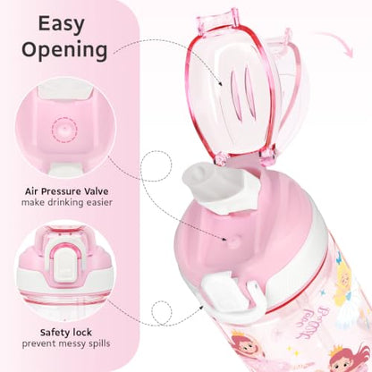 Kids Water Bottle for School & Travel - Pink Ballet, 16oz BPA-Free
