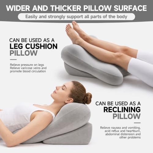 24-Inch Light Gray Back Pillow with Adjustable Headrest - Ergonomic Support for Sitting & Reclining