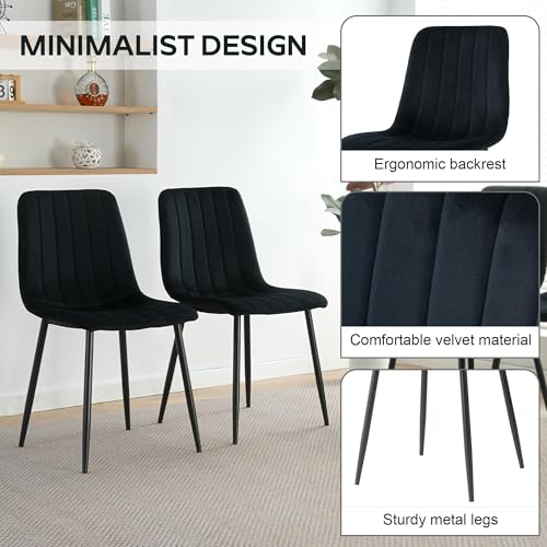 Black Extendable Round Dining Table Set for 4 - 43.3-59 Inch with Upholstered Chairs