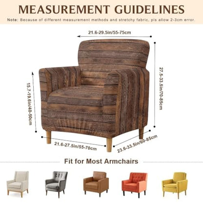 Wood Texture Arm Chair Slipcover for Living Room Fall Decor - Elastic & Universal Fit