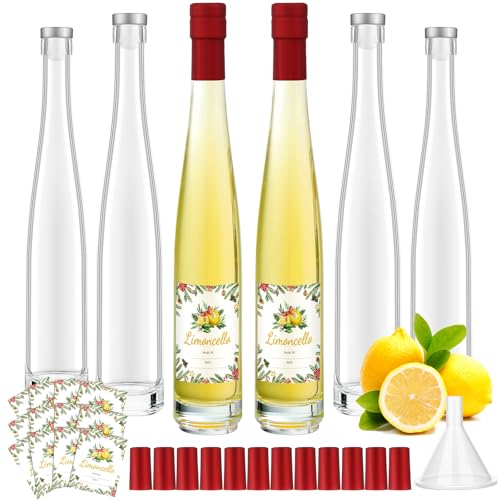6 Pack 12 Oz Glass Bottles with Lids for Limoncello and Christmas Decorations