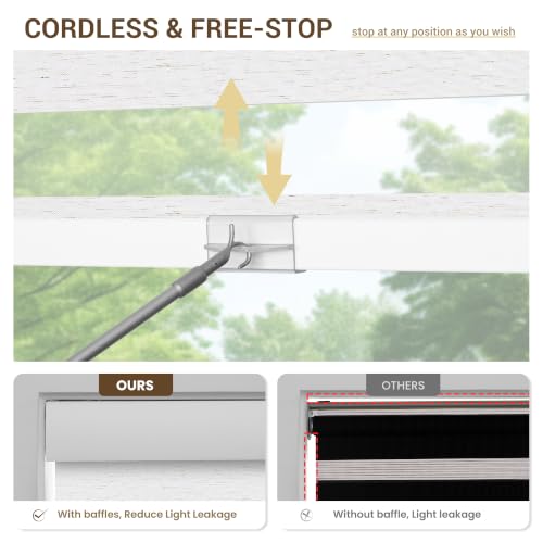 No Drill Zebra Blinds for Windows - Cordless Dual-Layer Roller Shades, Custom Sizes