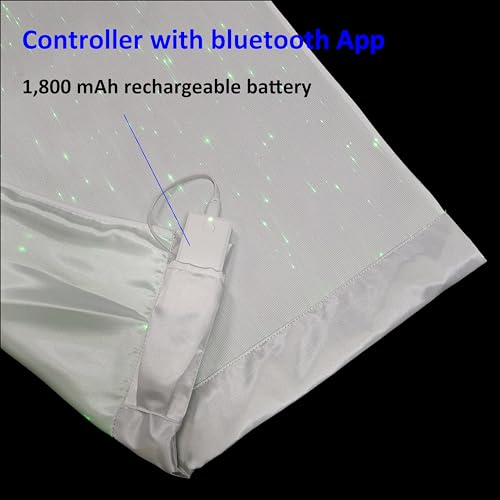 LED Light Up Coffee Table Runner - White Fiber Optic Fabric for Party & Wedding